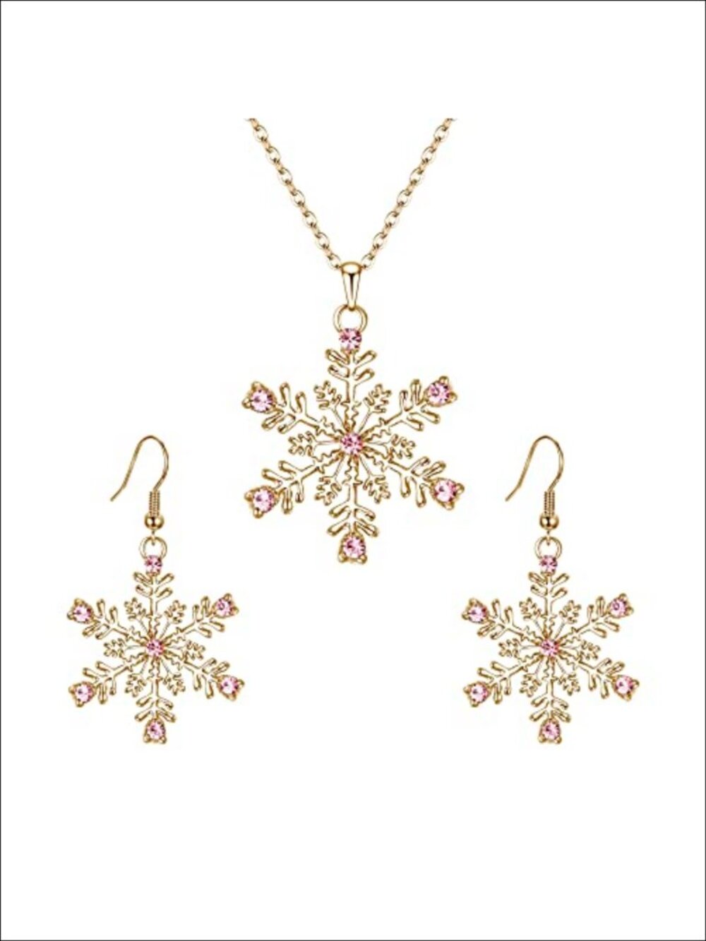 Austrian Crystal Snowflake Flower Pendant Necklace Earrings Set